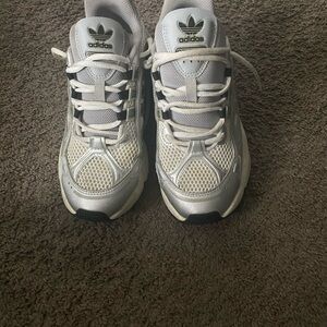 Adidas Metallic Silver and White Running Shoes